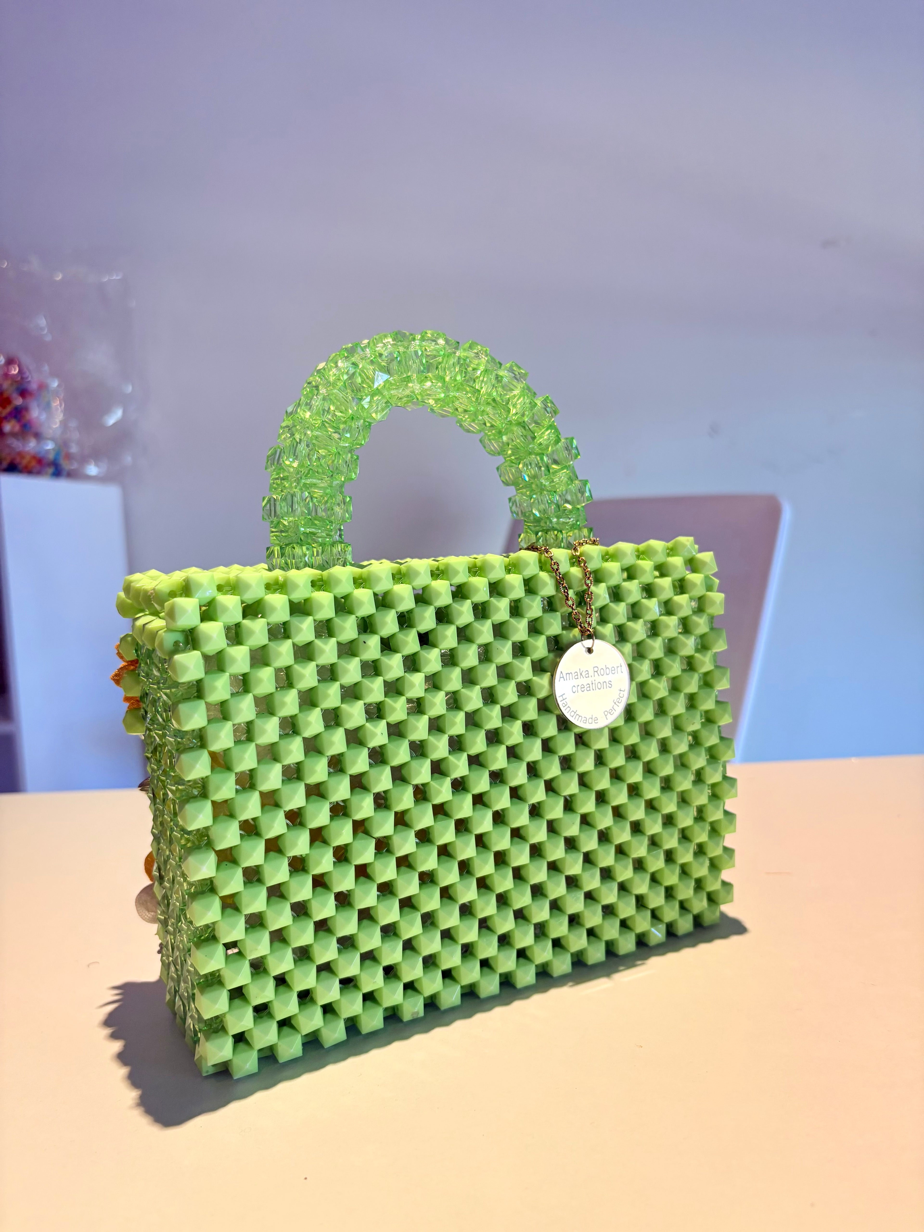 EMERALD BLOSSOM Beaded Handbag