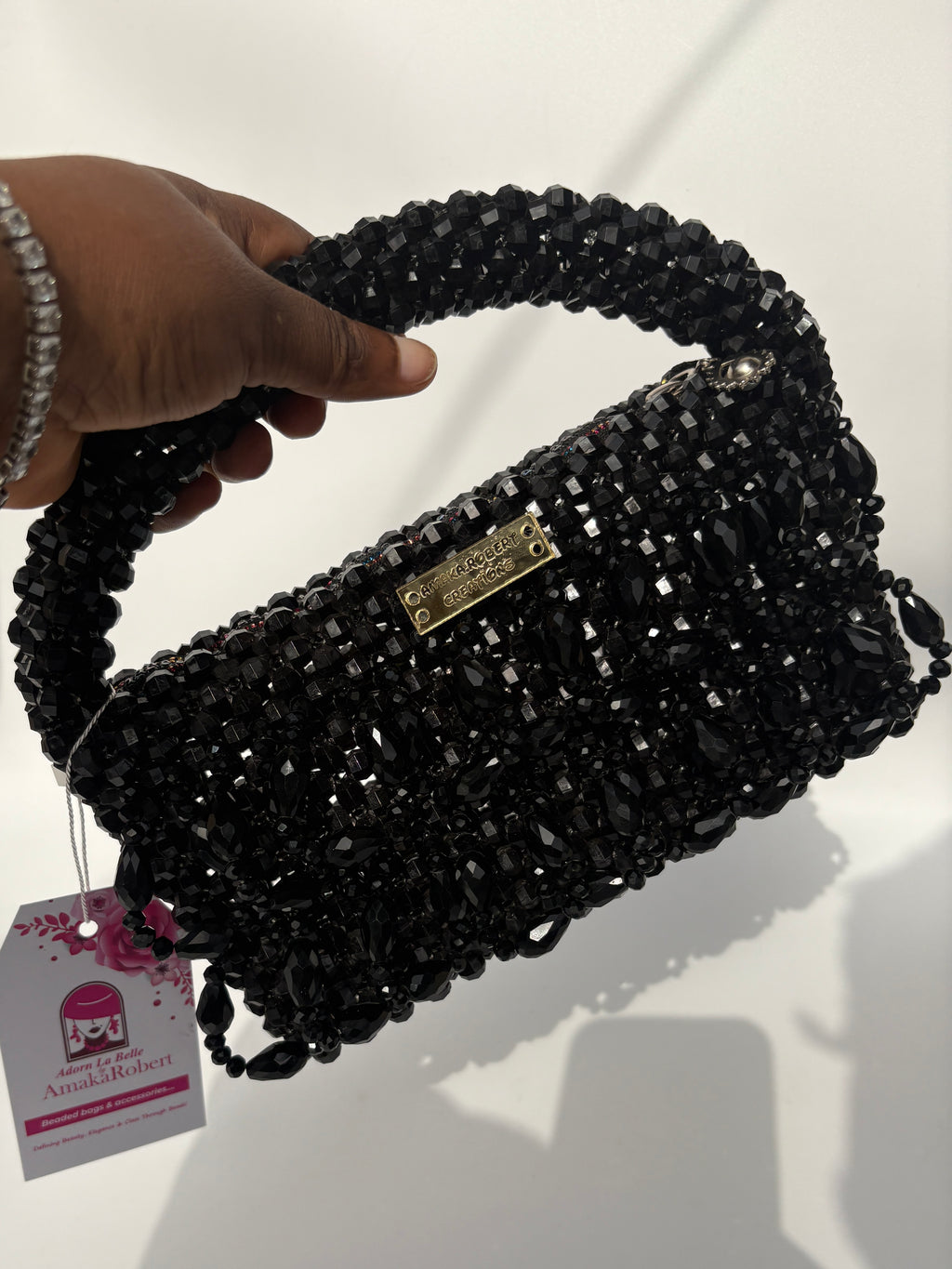 MIDNIGHT NOIR Beaded Handbag