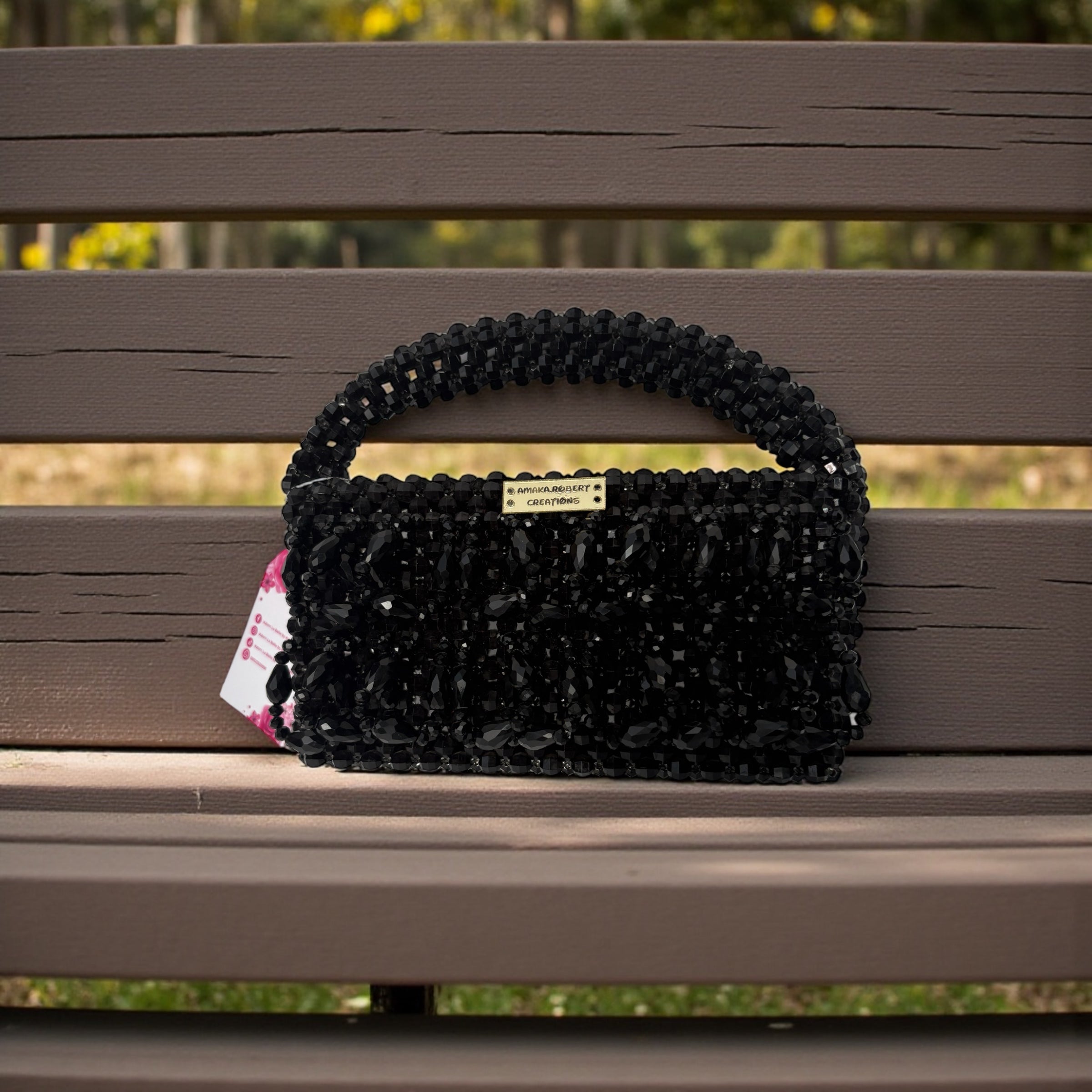 MIDNIGHT NOIR Beaded Handbag